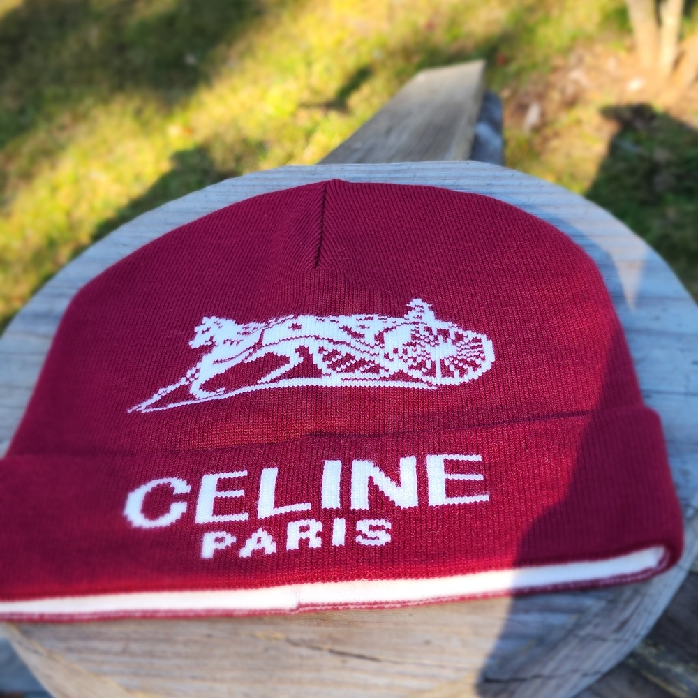 Celine Paris Red Beanie